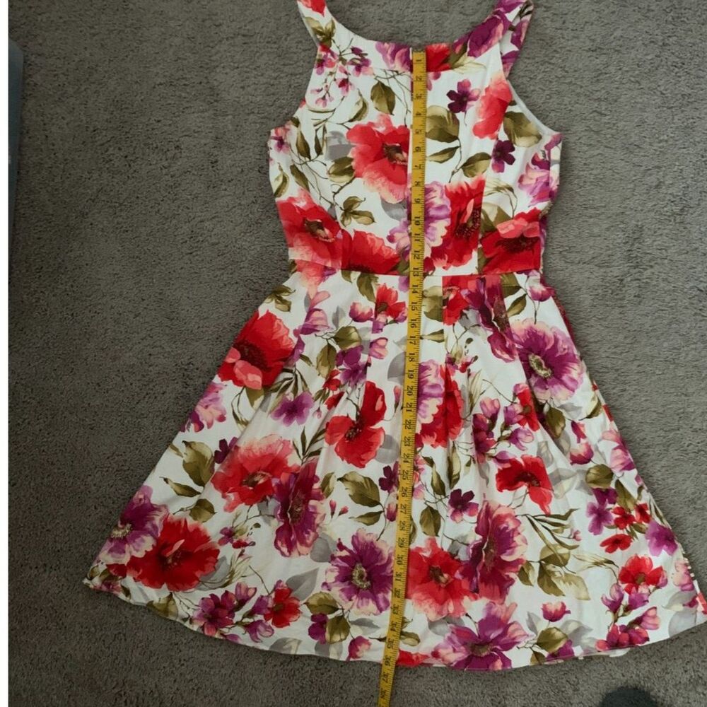 Sandra Darren Women Dress Size 8 Pink Purple Red White Floral Pockets Sleeveless - Picture 10 of 10